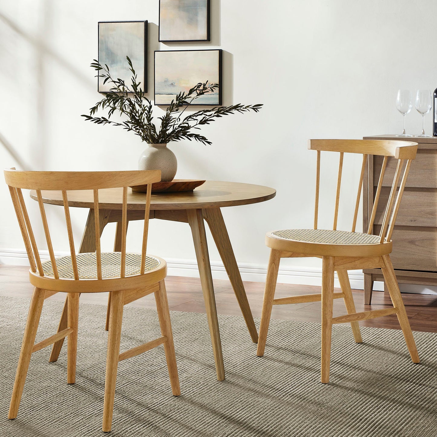 Lykke Curved Spindle Back Dining Chairs – Set of 2 Stylish Seating