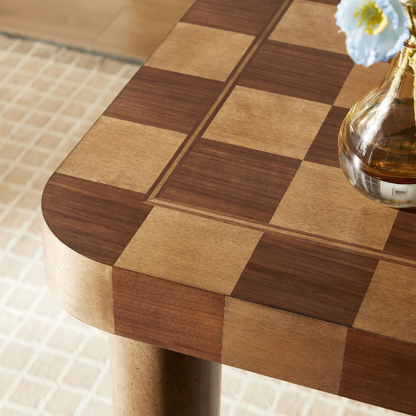 Oscar 36" Square Checkered Dining Table – Modern Geometric Kitchen Table