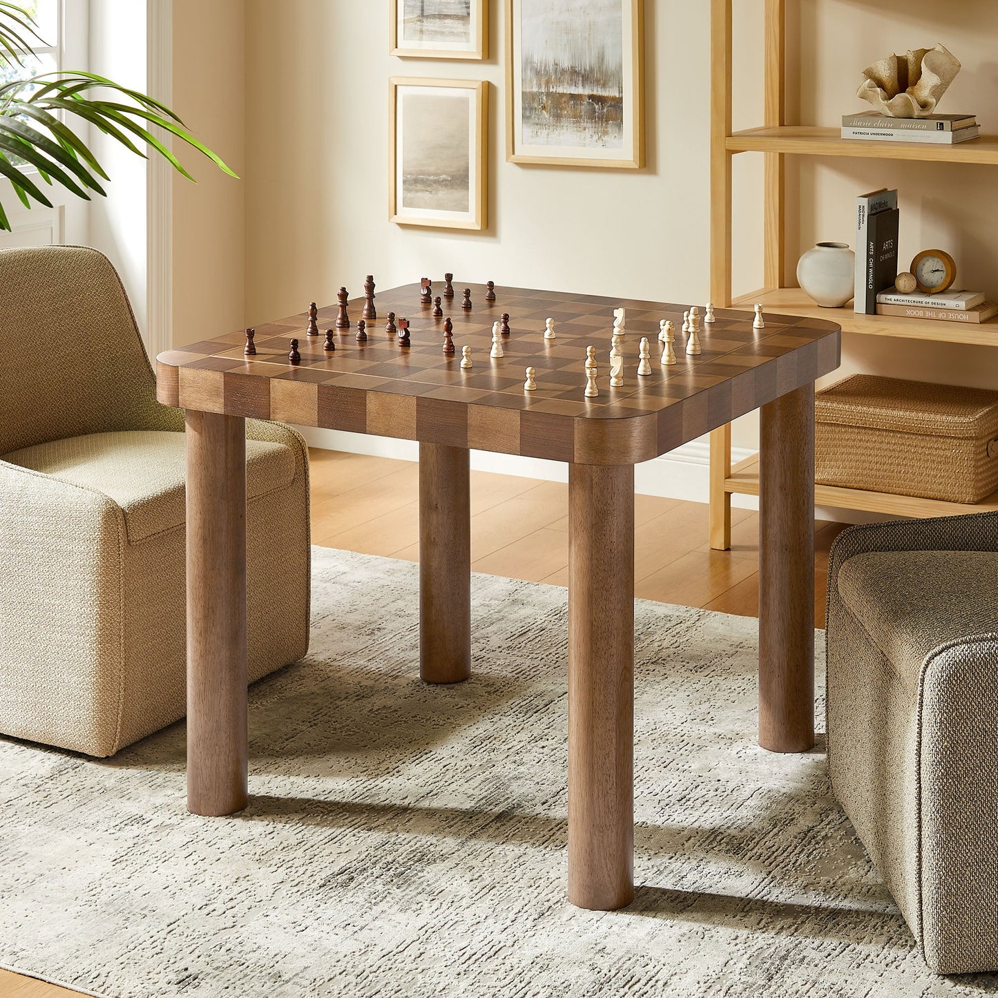Oscar 36" Square Checkered Dining Table – Modern Geometric Kitchen Table