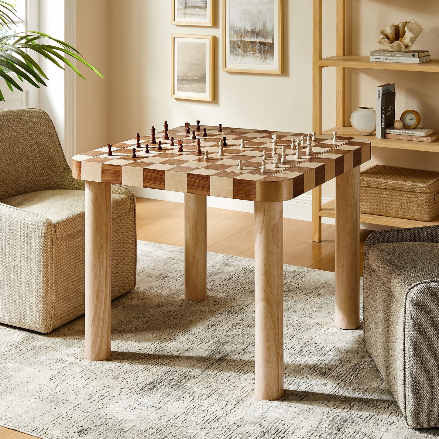 Oscar 36" Square Checkered Dining Table – Modern Geometric Kitchen Table