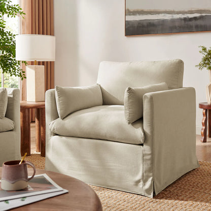 Wellfleet Slipcovered Linen‑Blend Armchair