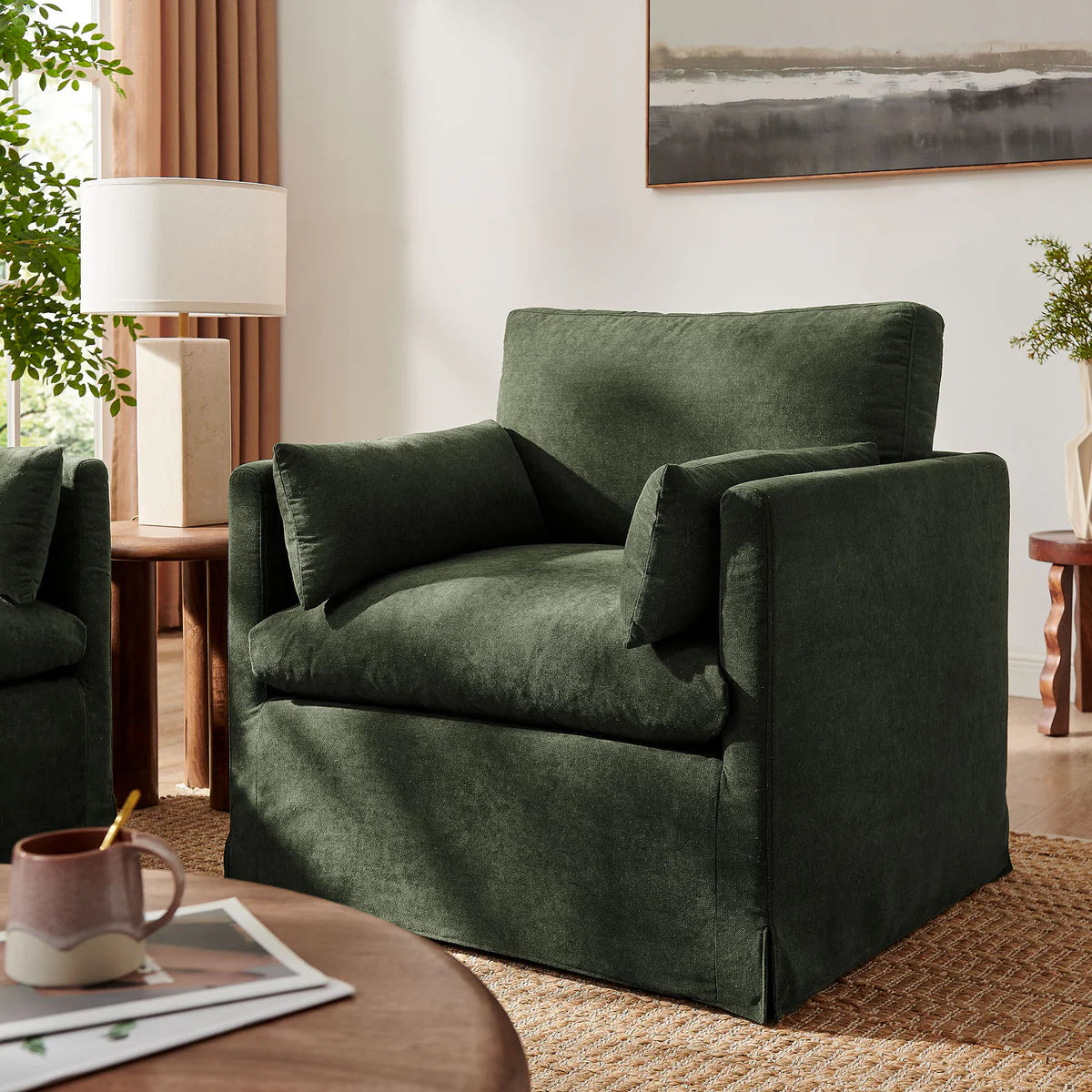Wellfleet Slipcovered Linen‑Blend Armchair