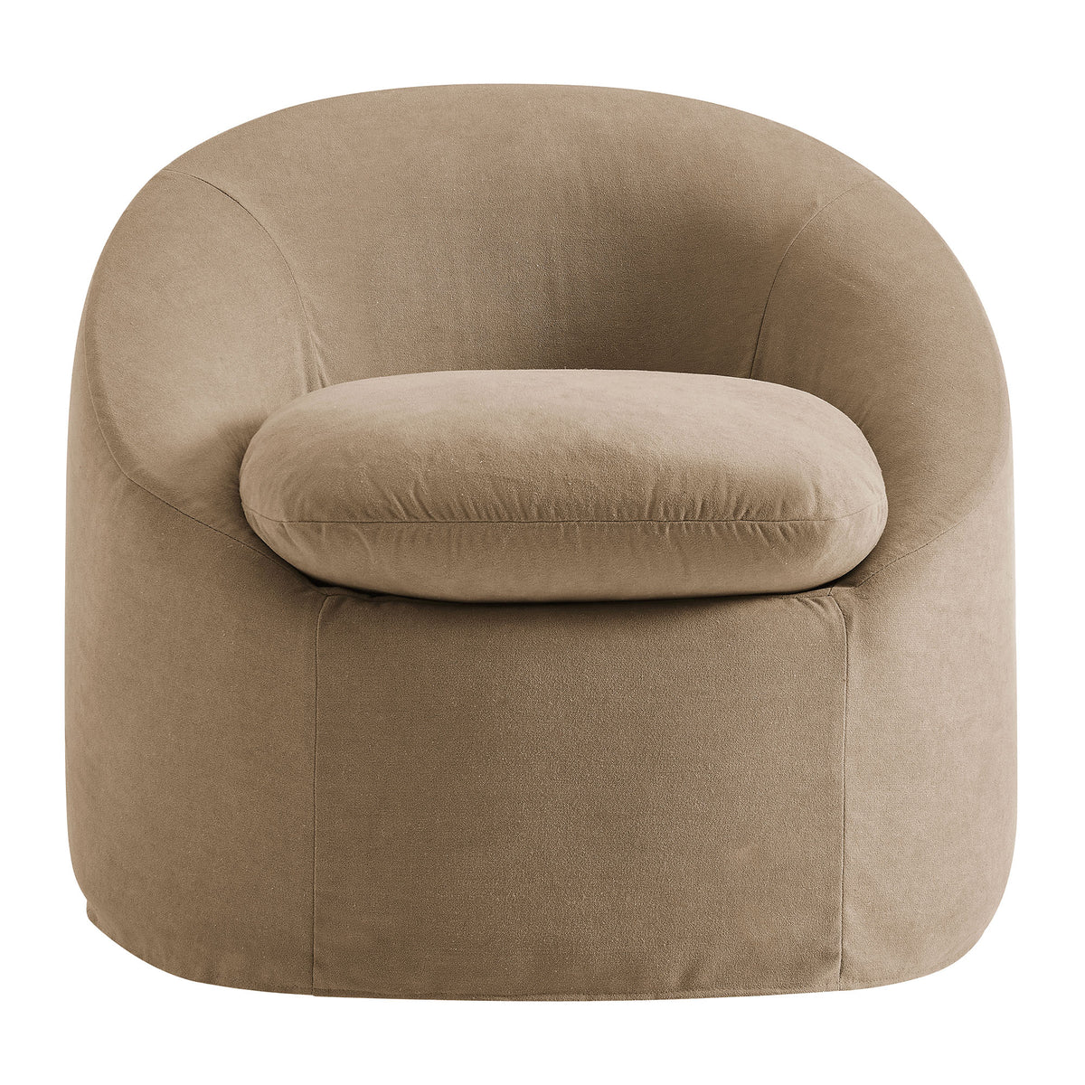 Sadie Slipcovered Linen‑Blend Round Accent Chair