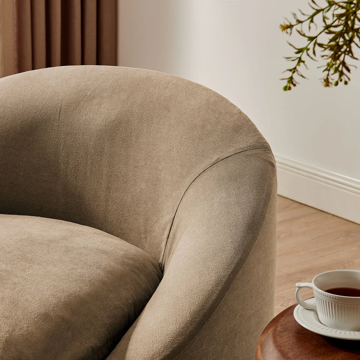 Sadie Slipcovered Linen‑Blend Round Accent Chair