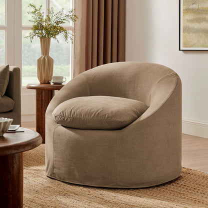 Sadie Slipcovered Linen‑Blend Round Accent Chair