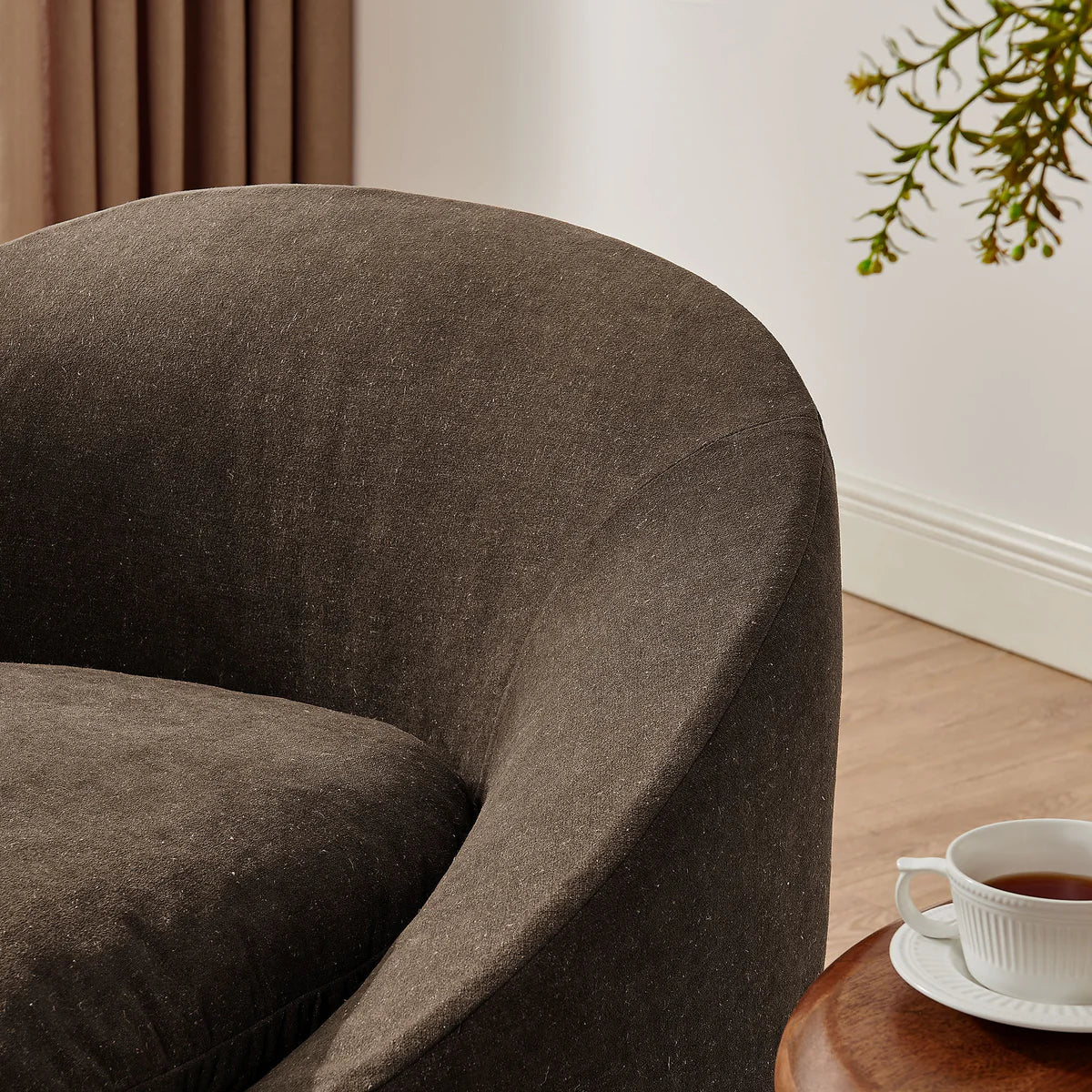 Sadie Slipcovered Linen‑Blend Round Accent Chair