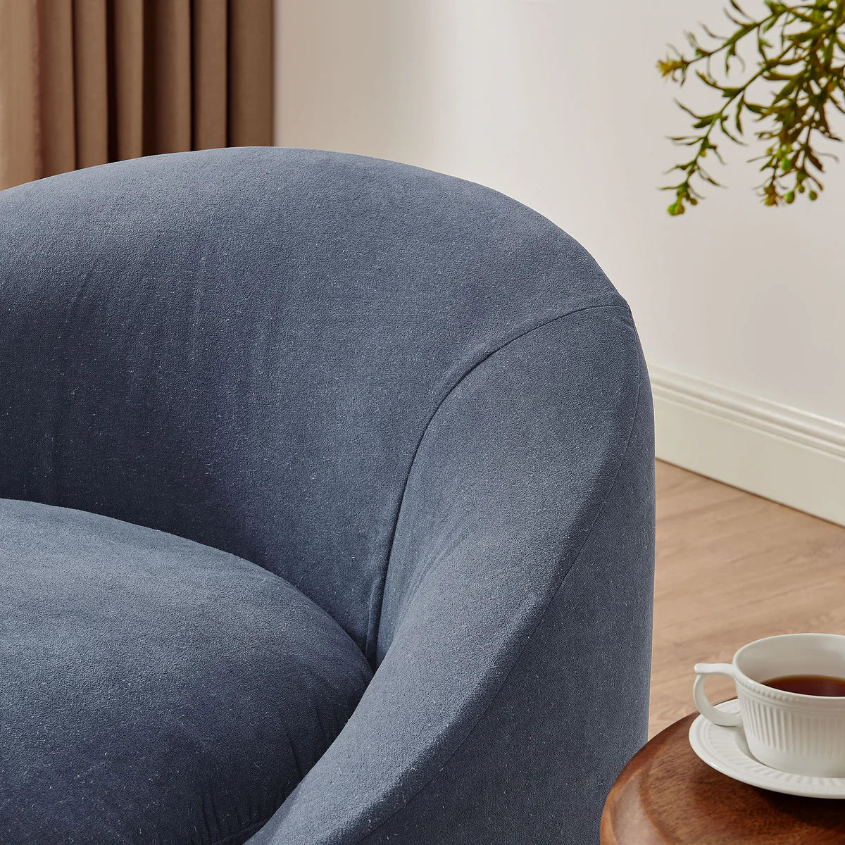 Sadie Slipcovered Linen‑Blend Round Accent Chair
