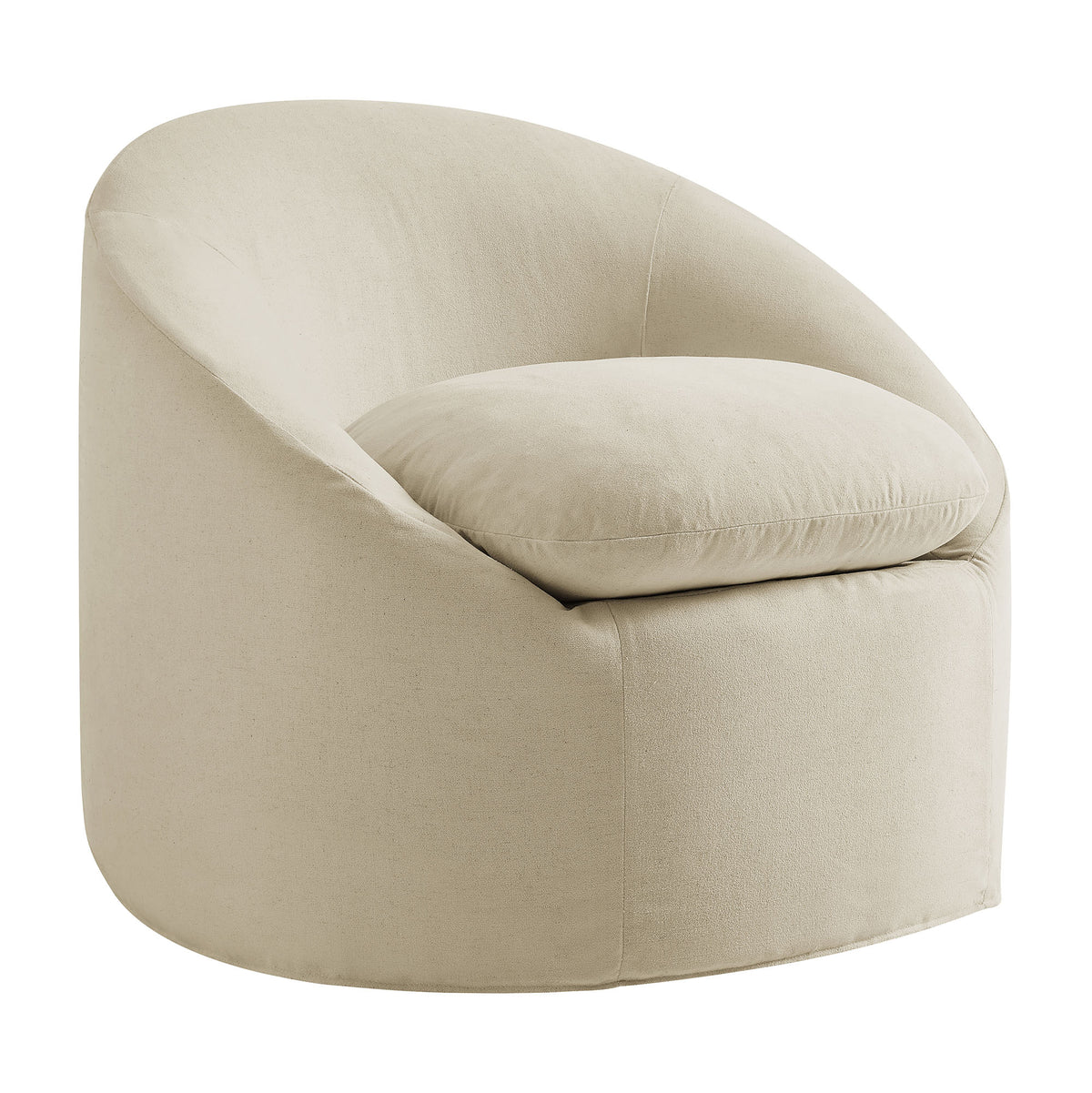 Sadie Slipcovered Linen‑Blend Round Accent Chair