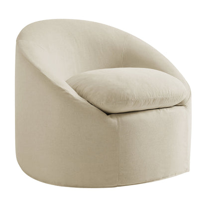 Sadie Slipcovered Linen‑Blend Round Accent Chair