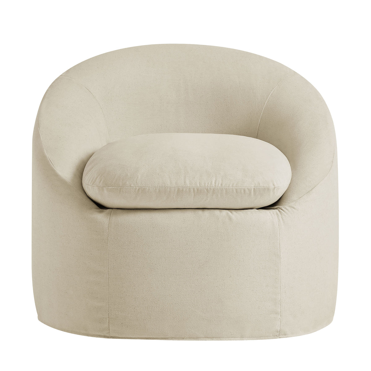Sadie Slipcovered Linen‑Blend Round Accent Chair