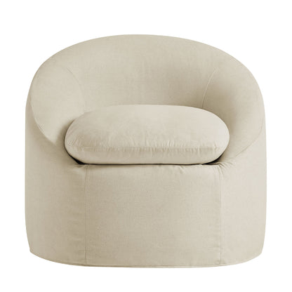 Sadie Slipcovered Linen‑Blend Round Accent Chair