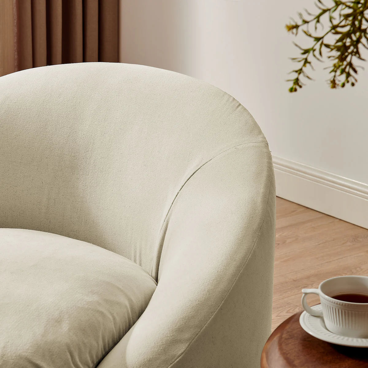 Sadie Slipcovered Linen‑Blend Round Accent Chair