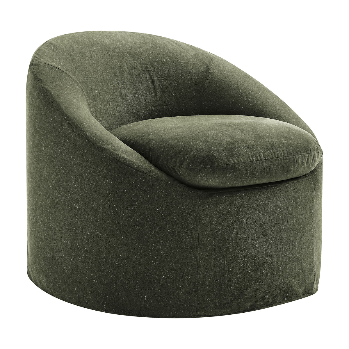 Sadie Slipcovered Linen‑Blend Round Accent Chair