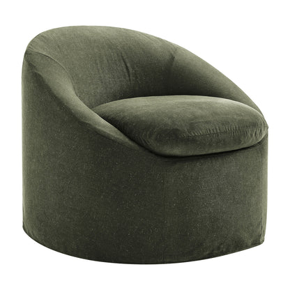Sadie Slipcovered Linen‑Blend Round Accent Chair