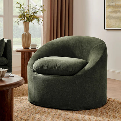 Sadie Slipcovered Linen‑Blend Round Accent Chair