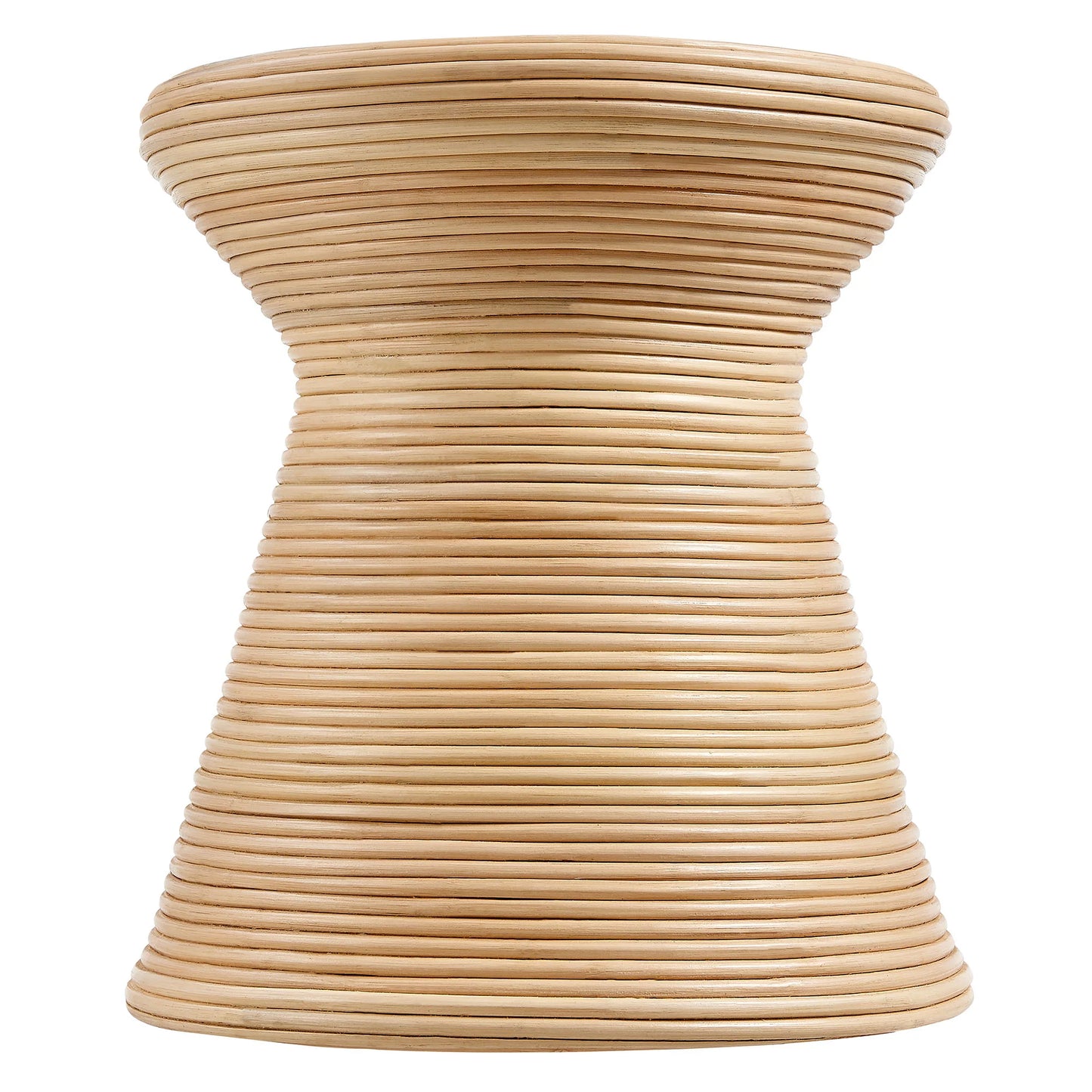 Tavi Hourglass Natural Rattan Round Side Table – Handwoven Boho Accent Table in Natural Finish