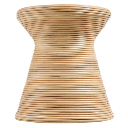 Tavi Hourglass Natural Rattan Round Side Table – Handwoven Boho Accent Table in Natural Finish