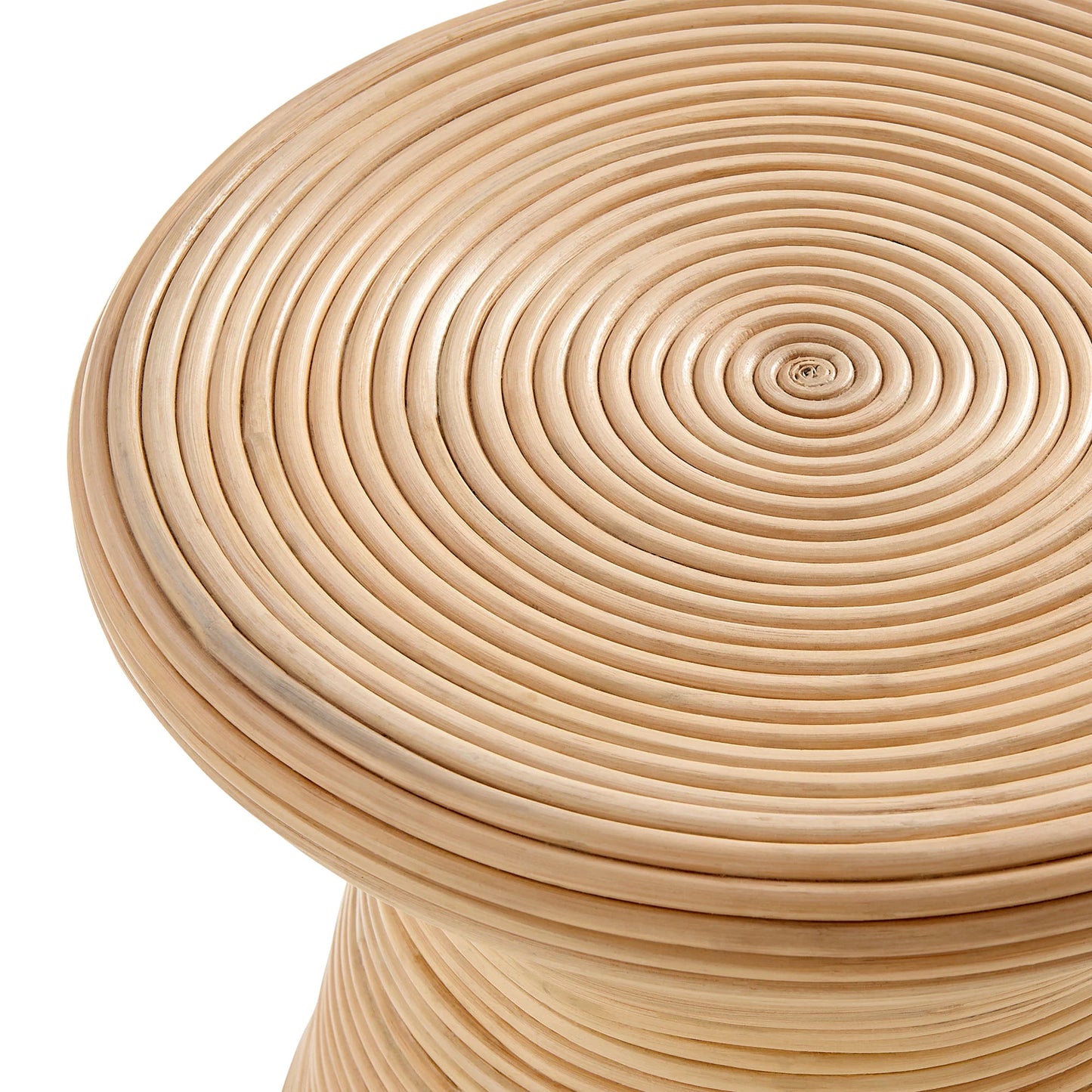 Tavi Hourglass Natural Rattan Round Side Table – Handwoven Boho Accent Table in Natural Finish