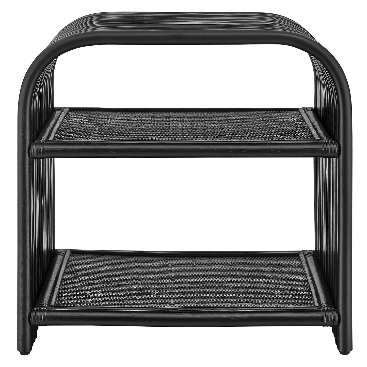 Eve Curved Natural Rattan Side Table – Handwoven Boho Accent Table with Organic Shape