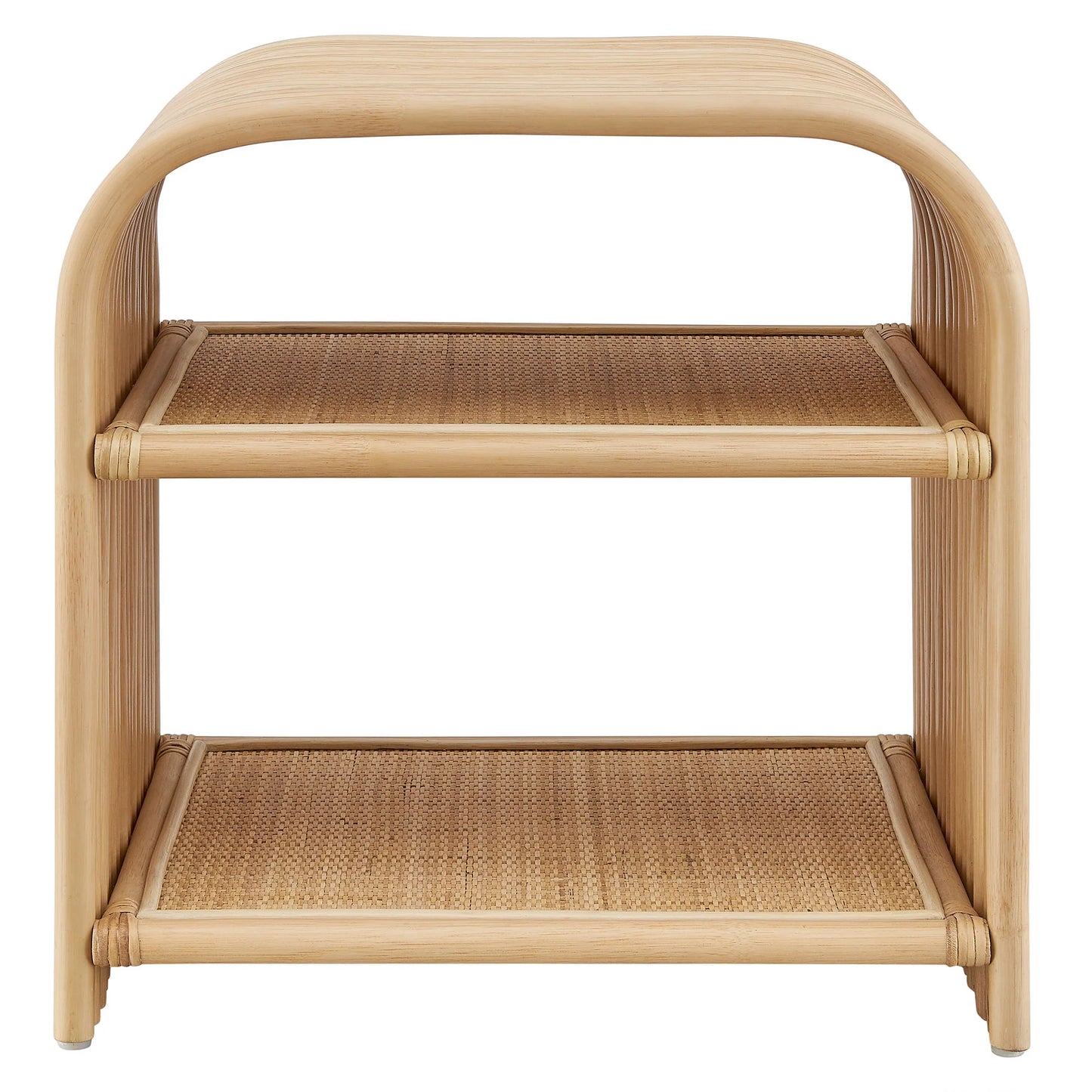 Eve Curved Natural Rattan Side Table – Handwoven Boho Accent Table with Organic Shape
