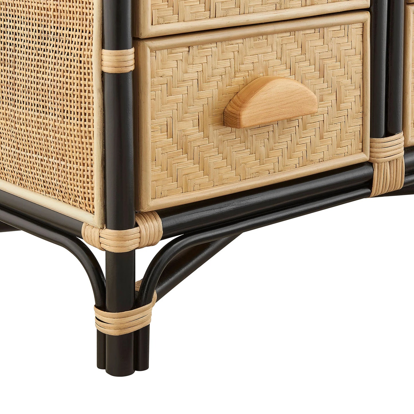 Jane 71 Inch Tall Arched Natural Rattan Bookshelf in Natural