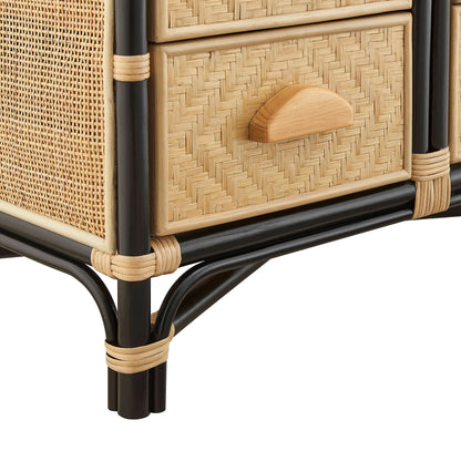 Jane 71 Inch Tall Arched Natural Rattan Bookshelf in Natural