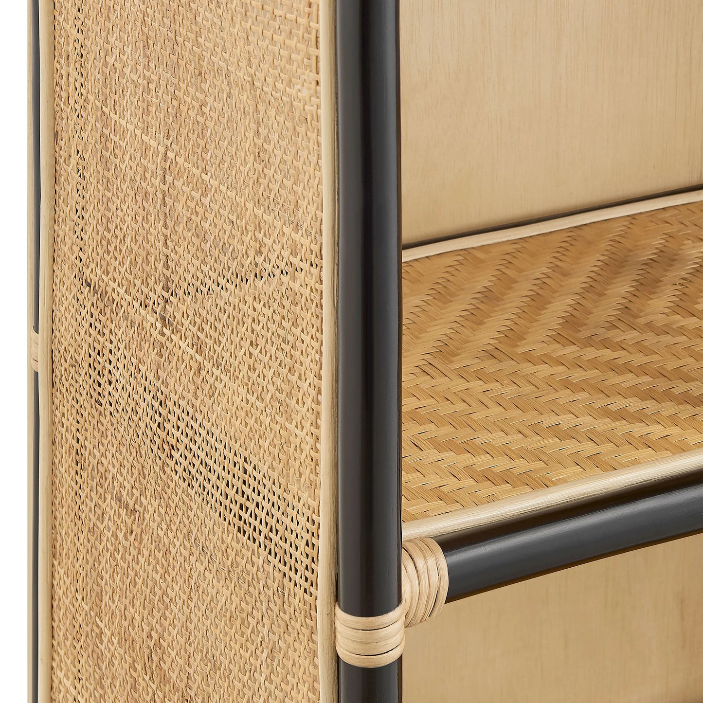 Jane 71 Inch Tall Arched Natural Rattan Bookshelf in Natural