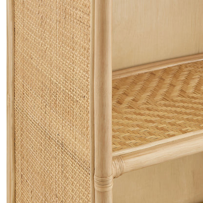 Jane 71 Inch Tall Arched Natural Rattan Bookshelf in Natural