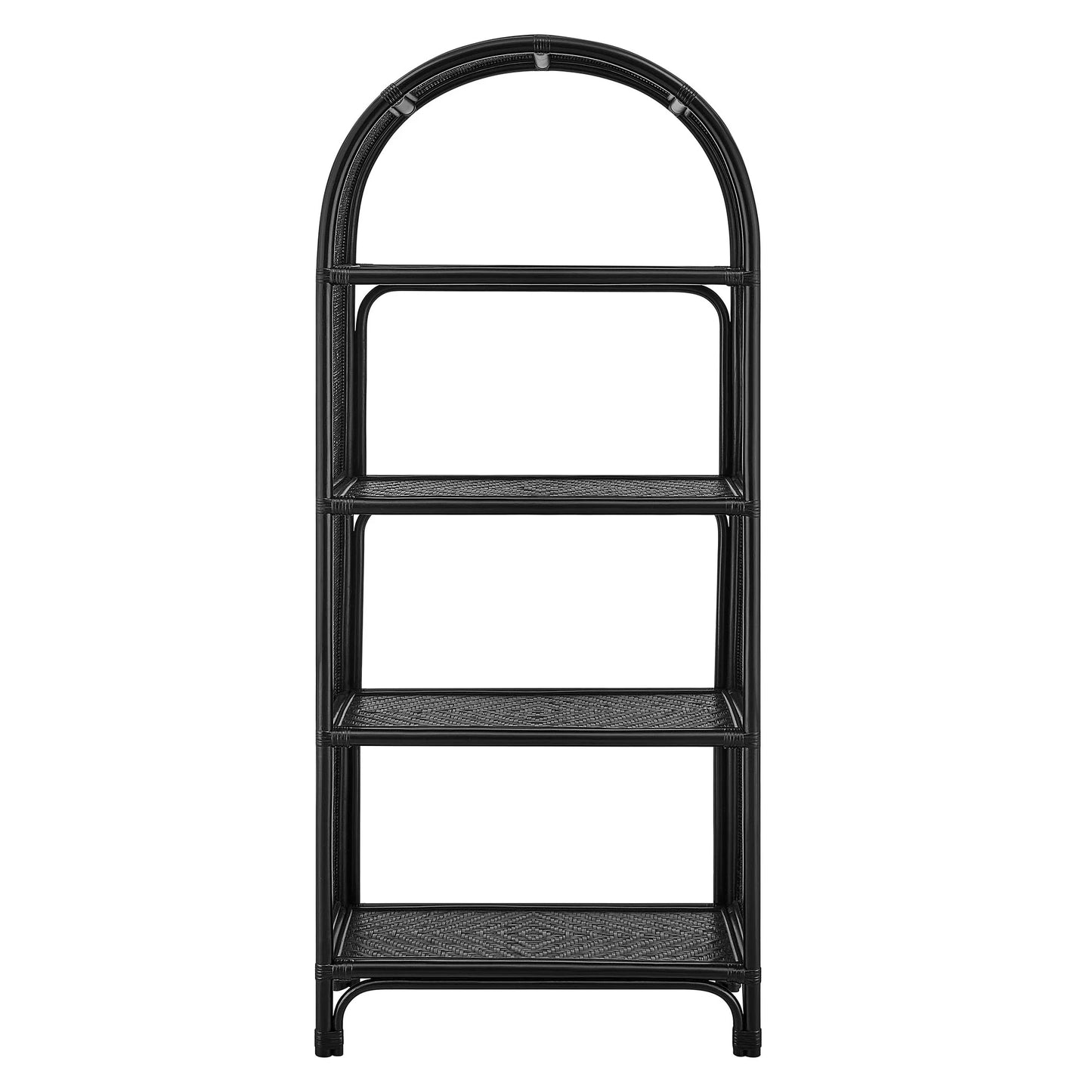 Celeste 67-Inch Tall Arched Natural Rattan Bookshelf – Boho Handwoven Storage Shelf