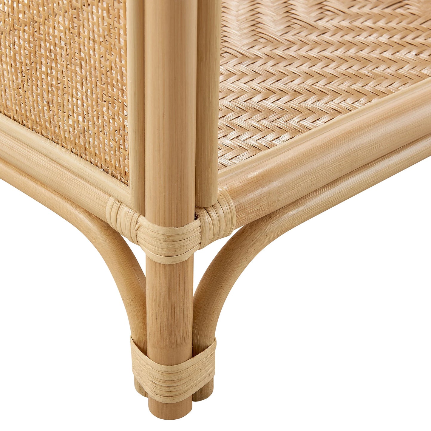 Celeste 67-Inch Tall Arched Natural Rattan Bookshelf – Boho Handwoven Storage Shelf