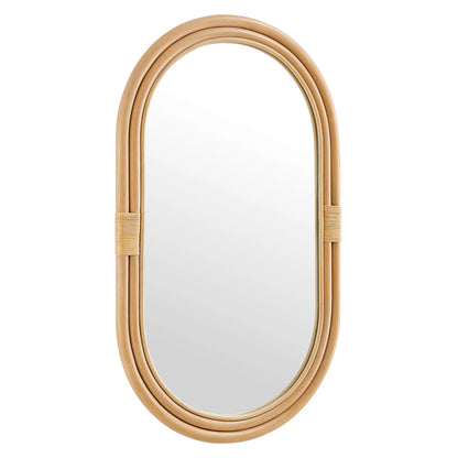 Corsica Oval Rattan Wall Mirror in Natural – Handwoven Boho Decorative Mirror