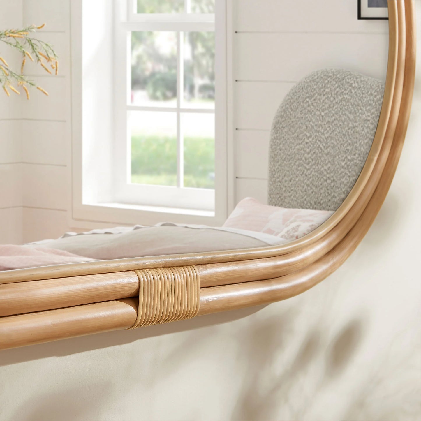 Corsica Oval Rattan Wall Mirror in Natural – Handwoven Boho Decorative Mirror