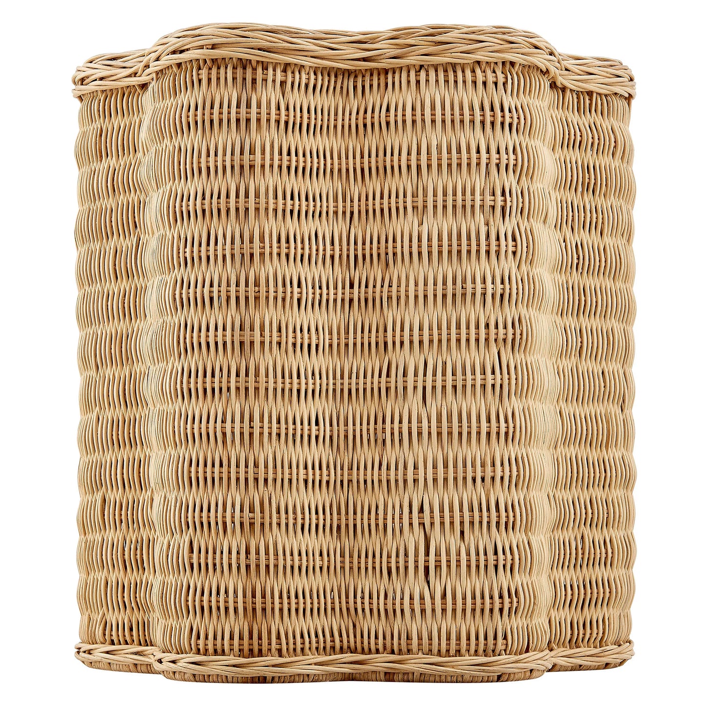 Erika Scalloped Natural Rattan Side Table – Handwoven Boho Accent Table in Natural Finish
