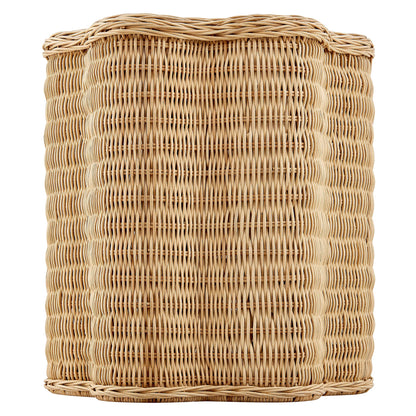 Erika Scalloped Natural Rattan Side Table – Handwoven Boho Accent Table in Natural Finish