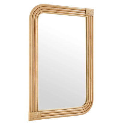 Corsica Curved Rectangle Rattan Wall Mirror in Natural – Handwoven Boho Wall Decor