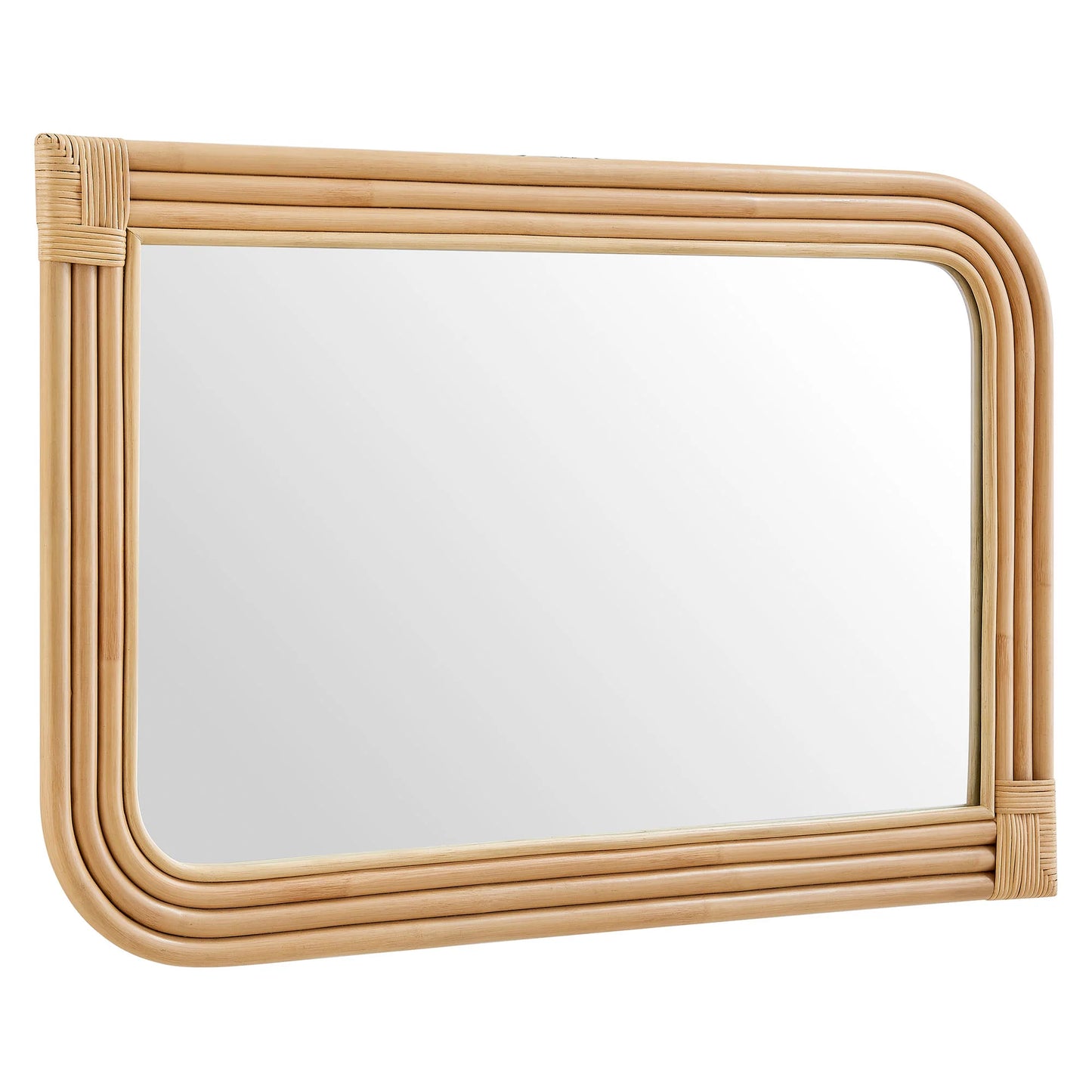 Corsica Curved Rectangle Rattan Wall Mirror in Natural – Handwoven Boho Wall Decor