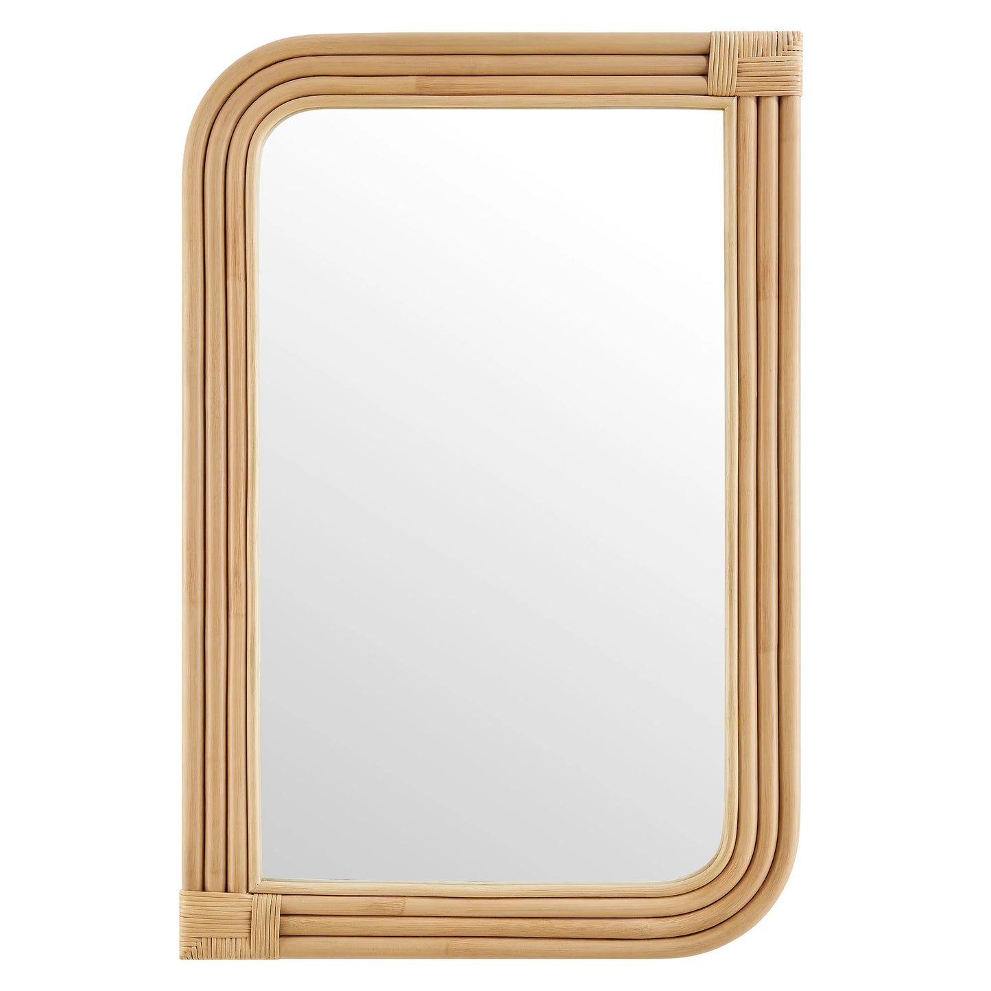 Corsica Curved Rectangle Rattan Wall Mirror in Natural – Handwoven Boho Wall Decor