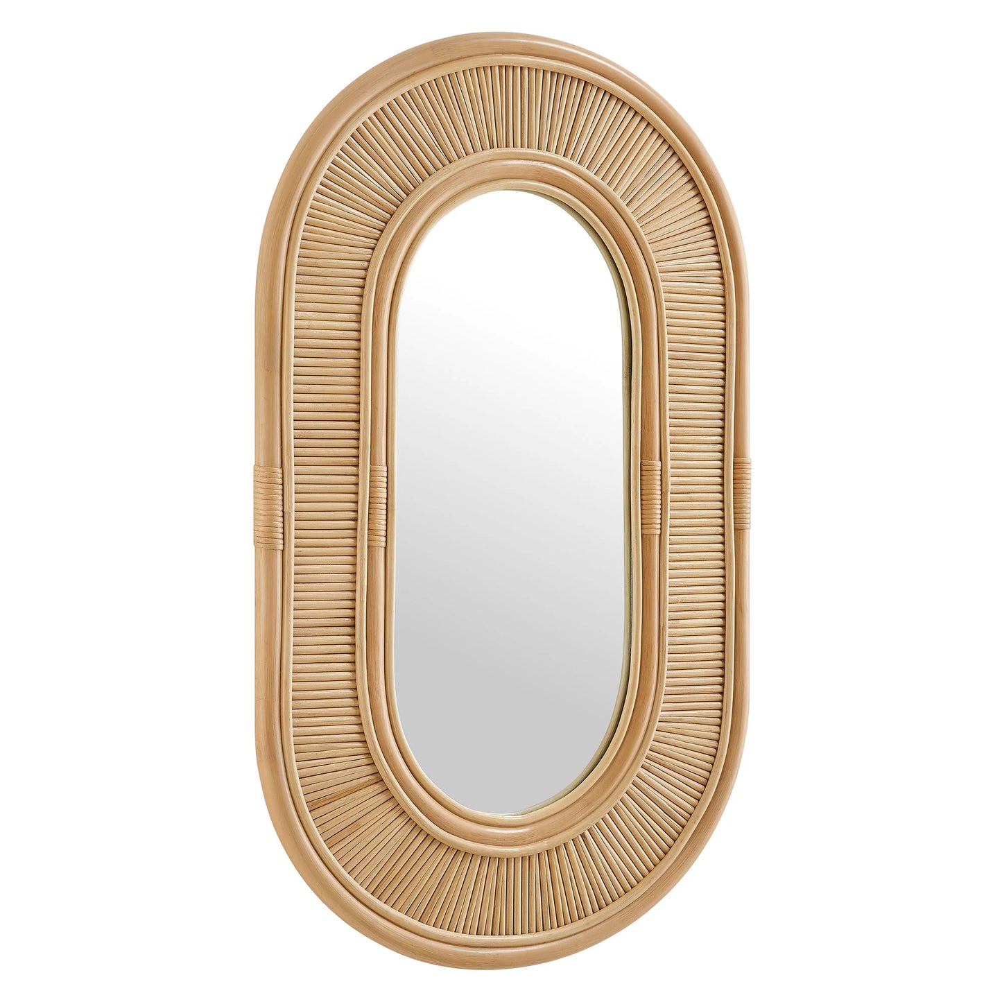 Sovana Oval Rattan Wall Mirror in Natural – Boho Wall Decor with Handwoven Frame