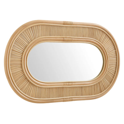 Sovana Oval Rattan Wall Mirror in Natural – Boho Wall Decor with Handwoven Frame