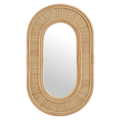 Sovana Oval Rattan Wall Mirror in Natural – Boho Wall Decor with Handwoven Frame
