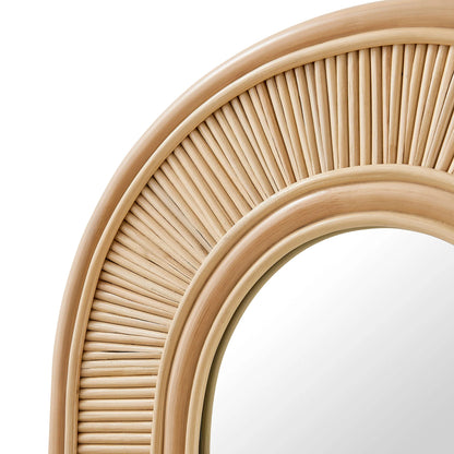 Sovana Oval Rattan Wall Mirror in Natural – Boho Wall Decor with Handwoven Frame