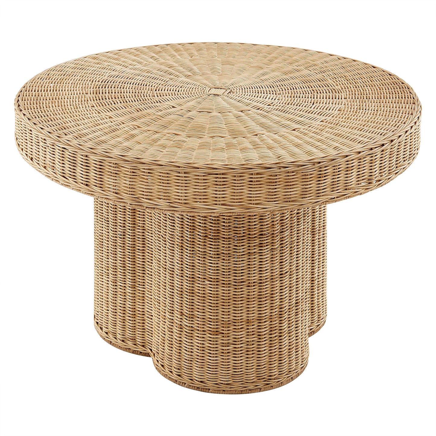Ainsley 32-Inch Round Natural Rattan Coffee Table – Woven Outdoor & Indoor Accent Table