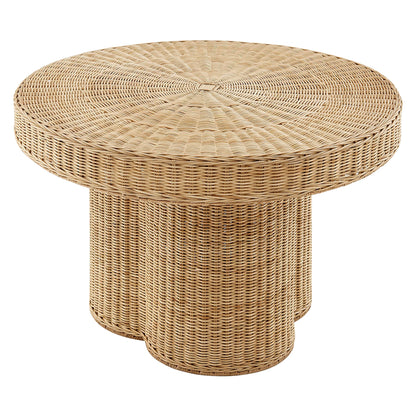 Ainsley 32-Inch Round Natural Rattan Coffee Table – Woven Outdoor & Indoor Accent Table