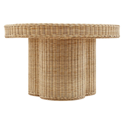 Ainsley 32-Inch Round Natural Rattan Coffee Table – Woven Outdoor & Indoor Accent Table