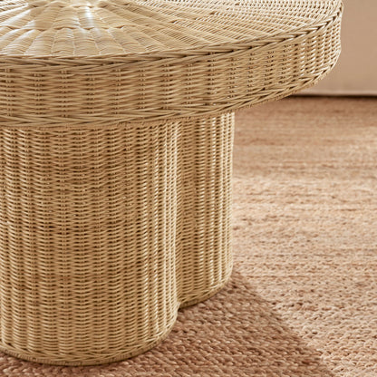 Ainsley 32-Inch Round Natural Rattan Coffee Table – Woven Outdoor & Indoor Accent Table