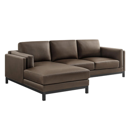 Roscoe Left-Facing Vegan Leather Sectional Sofa – Modern L-Shaped Couch with Chaise Lounge