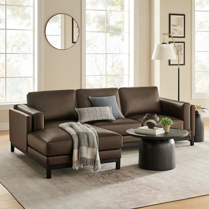Roscoe Left-Facing Vegan Leather Sectional Sofa – Modern L-Shaped Couch with Chaise Lounge