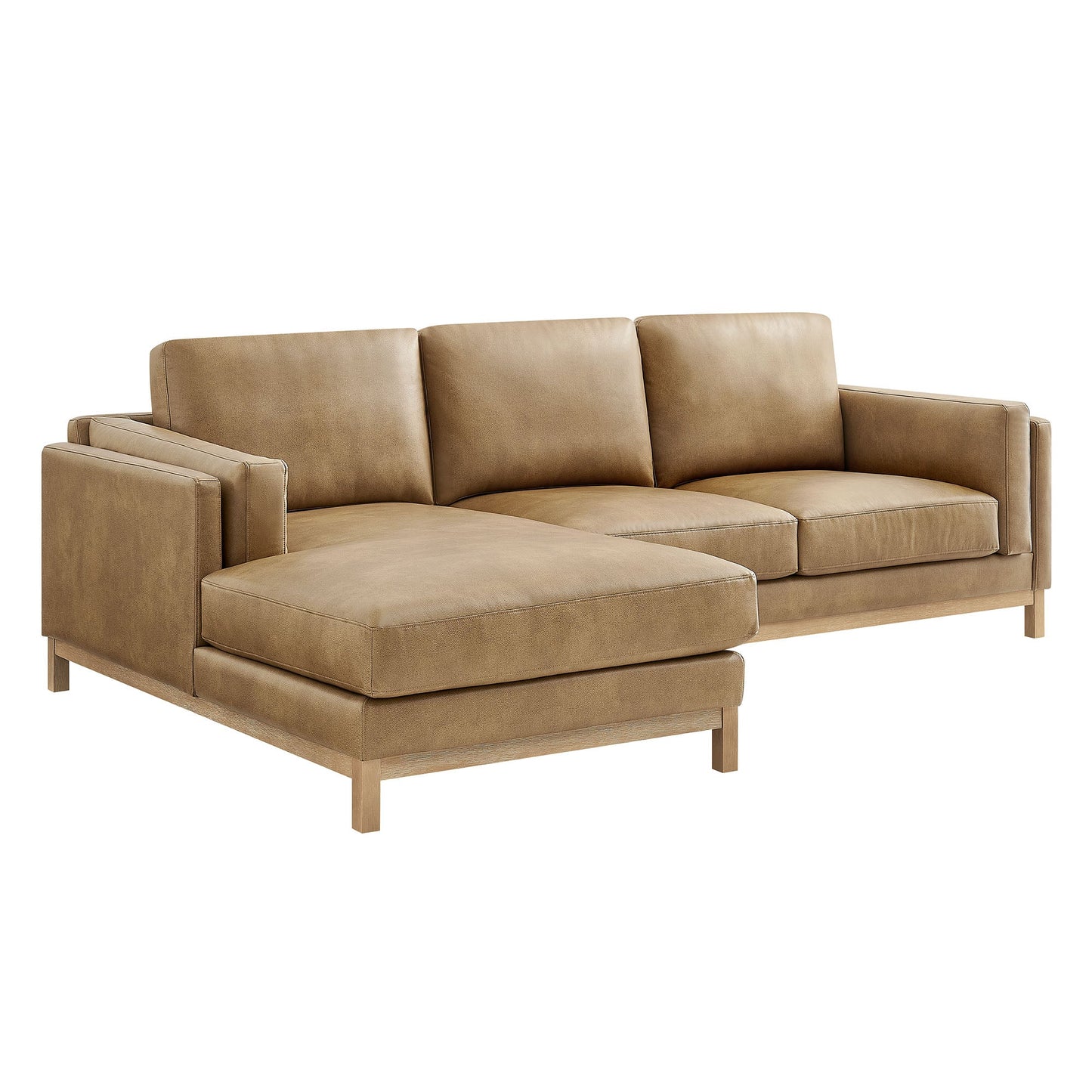 Roscoe Left-Facing Vegan Leather Sectional Sofa – Modern L-Shaped Couch with Chaise Lounge