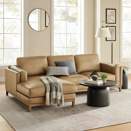 Roscoe Left-Facing Vegan Leather Sectional Sofa – Modern L-Shaped Couch with Chaise Lounge