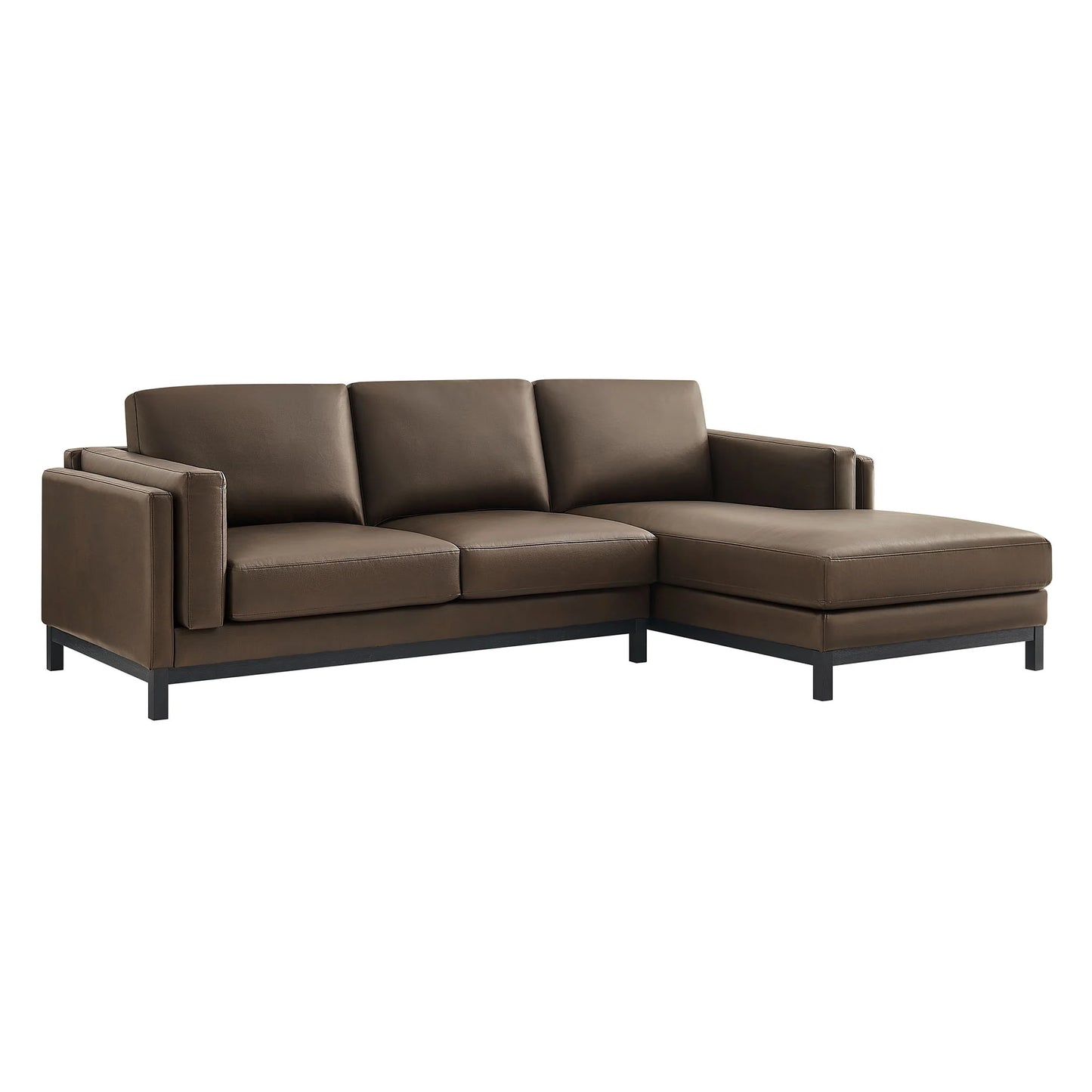 Roscoe Right-Facing Vegan Leather Sectional Sofa – Modern L-Shaped Couch with Chaise Lounge